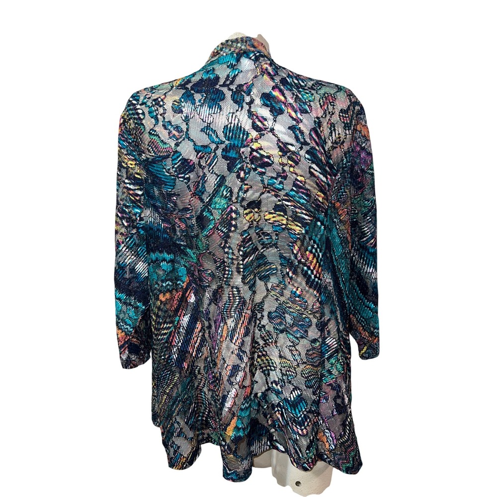 Drapers & Damons Size 2X Open Front Cardigan Abstract Mesh Lace Multi-Color 3/4 - Picture 5 of 7